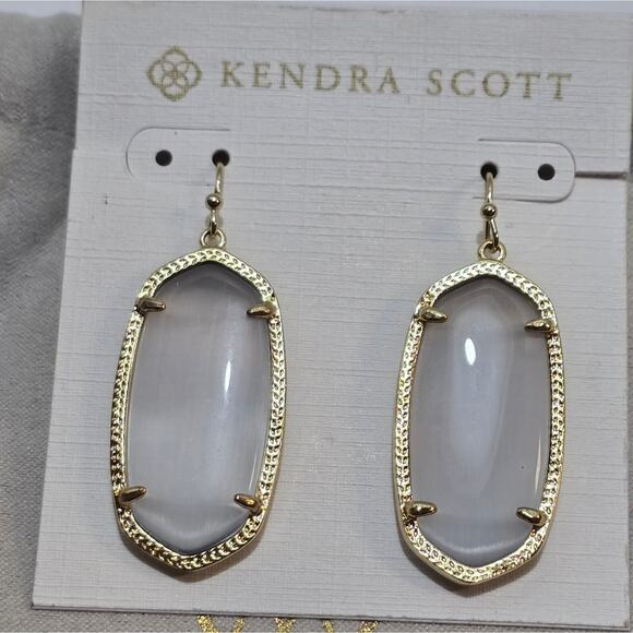 Kendra Scott Jewelry - Kendra‎ Elle Slate Grey Cats Eye And Gold Plated Earrings New